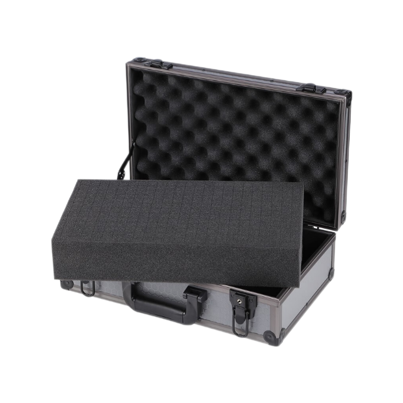 BORY 长方形带锁收纳箱 钥匙锁多功能工具箱大 防震设备箱  灰色590 加绵