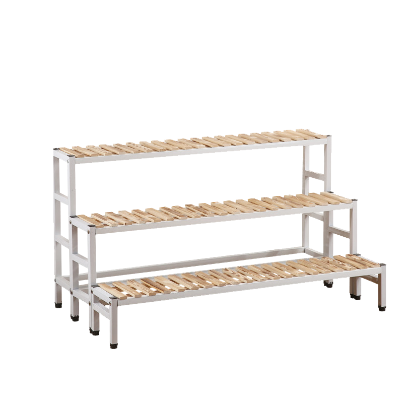 博紋帝 阳台花架落地多层实木花架子现代简约阳台置物架室内落地多肉植物架花架组合 80*66*66三件套 碳化+黑架