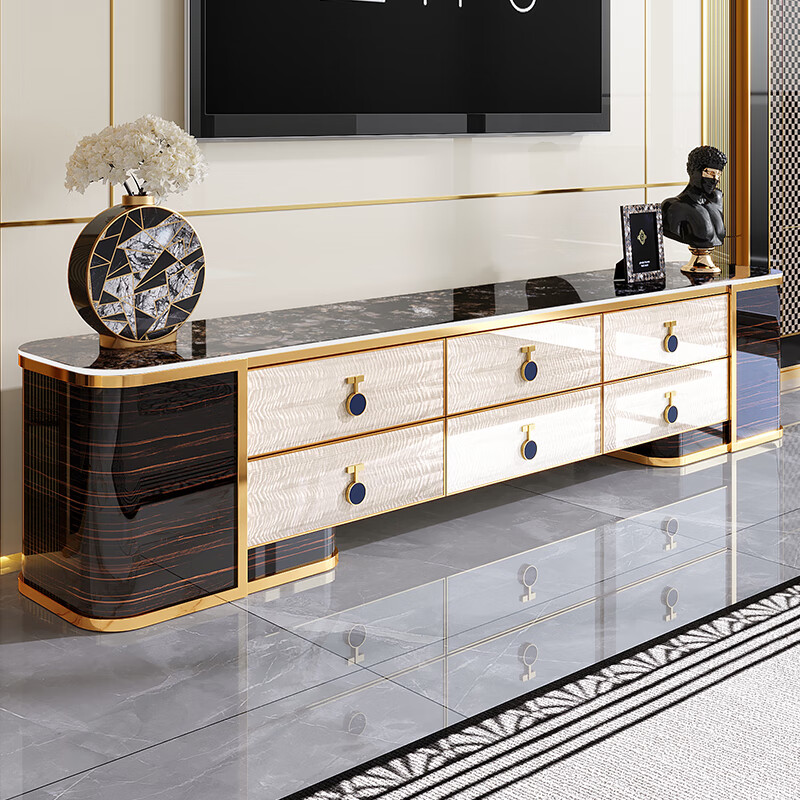 Shilanm 港式轻奢大理石意式茶几电视柜后现代简约组合家具高款样板房地柜 1.8m电视柜