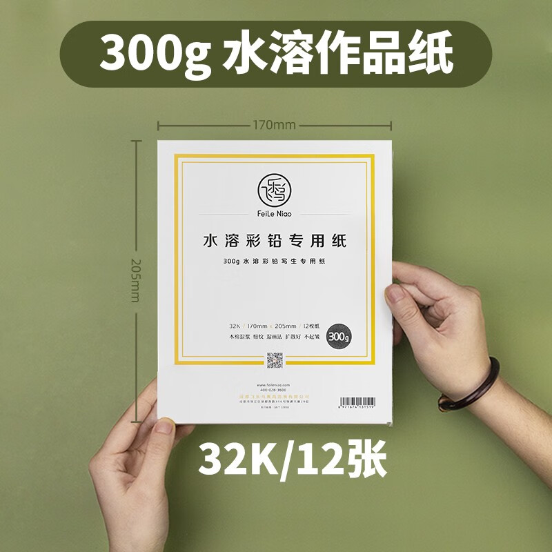 飞乐鸟彩铅纸16k油性专业水溶性彩铅绘画专用纸8开300g圆形画纸4K细纹灰卡手绘230g水溶彩铅纸 32K水溶彩铅纸（300克/12张/份）专业款