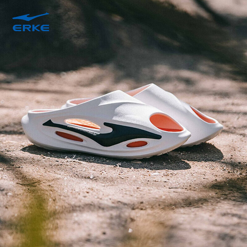 春夏新款舒适软底拖鞋情侣运动户外沙滩鞋 微晶白/正黑/蜜柑色(男款)