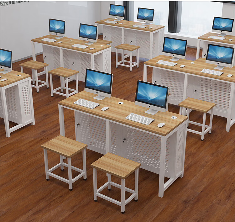 学校机房微机室教室培训室电脑桌 培训班学校双人电脑课桌椅办公 颜色