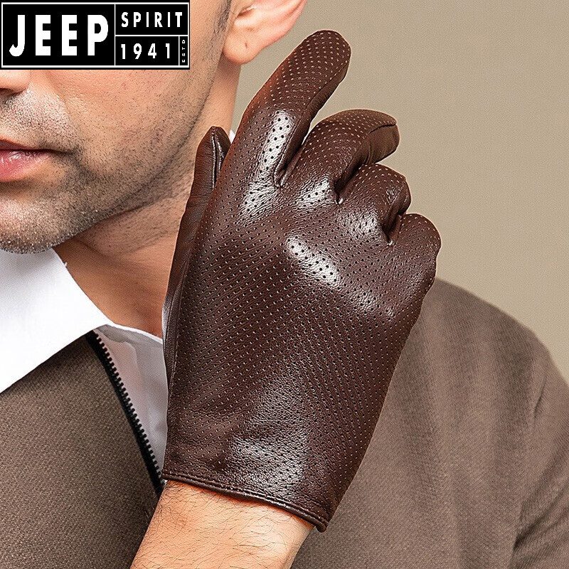 车头层羊皮手套高档手套冬天用的 吉普旗舰品牌【男款棕色】精品款 纯
