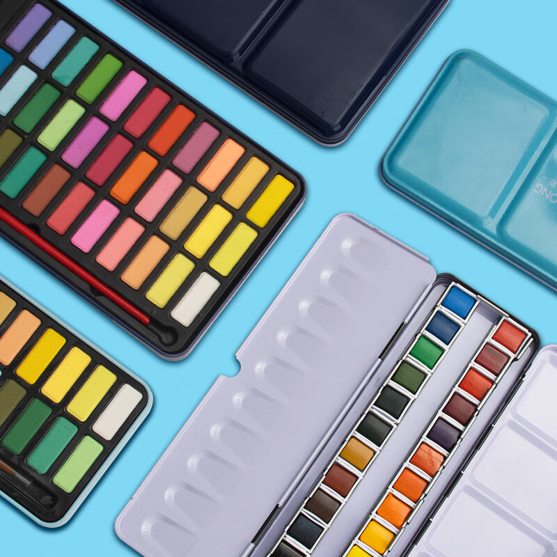 用品绘画颜料画材学生用美术生必备品用品24色学生级固体水粉颜料单盒