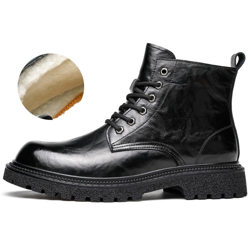 百丽驼美士 balitomms男式马丁靴子羊毛马丁靴男机车短靴冬季防寒英伦