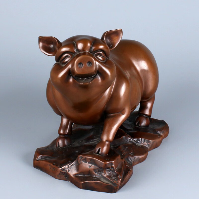 铜魂古匠 紫铜猪摆件亥猪生肖猪铜工艺品十二生肖猪家居装饰品摆设