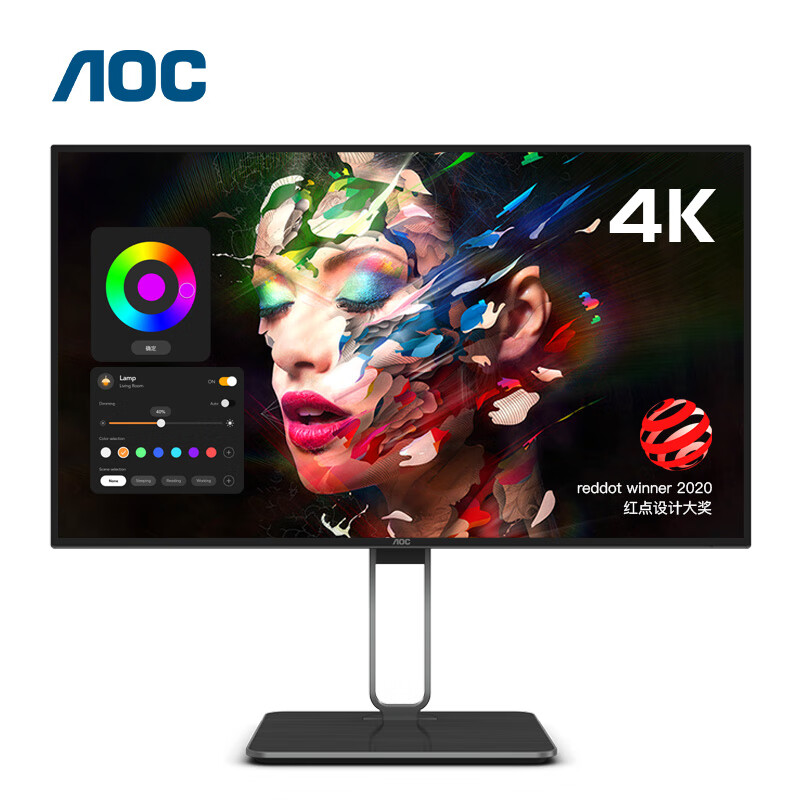 AOC电脑显示器 27英寸4K type-c接口 AH-IPS广视角硬屏109% sRGB 专业设计办公旋转升降支架U27U2