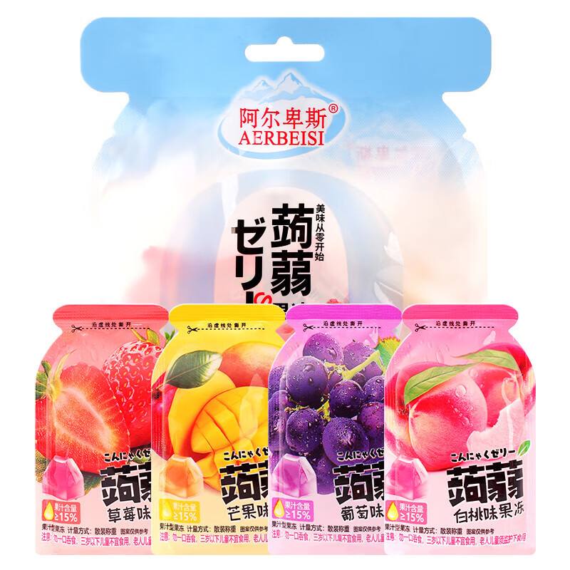 阿尔卑斯（AERBEISI）0脂肪蒟蒻可吸果冻什锦口味108g儿童休闲零食节日礼物【M】 蒟蒻果冻108g（约6个）