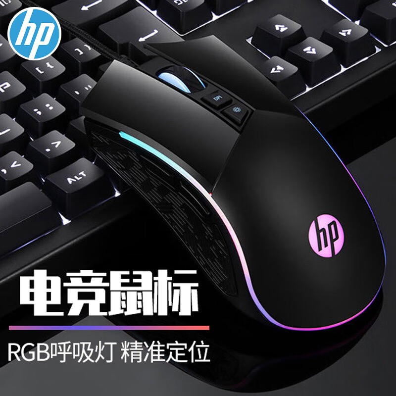 惠普（HP）K10G有线机械键盘 USB网吧电竞游戏104键全尺寸背光机械键盘自定义宏功能办公键盘 K10G混光茶轴+M220【键鼠套装】