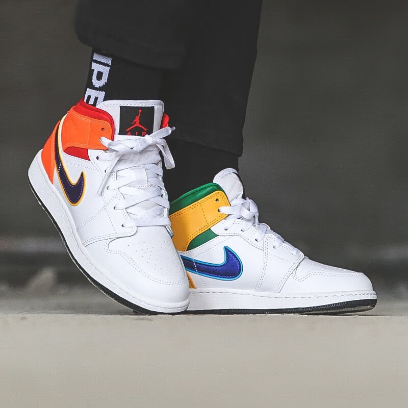 airjordan 1 mid aj1糖果鸳鸯丝绸拼接中帮篮球鞋 554725-128 糖果