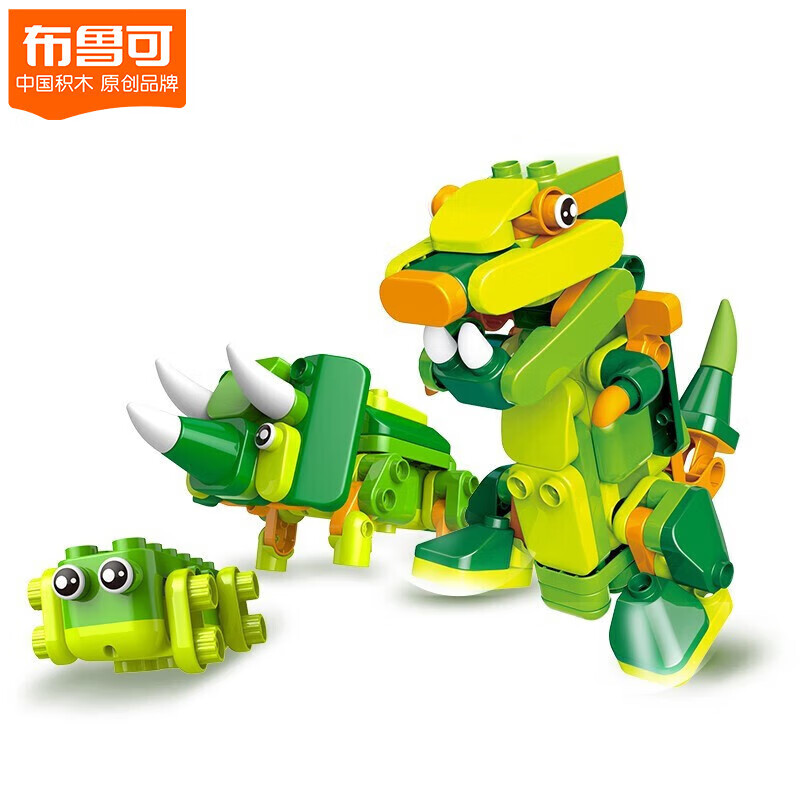 布鲁可 大颗粒积木 拼装电动遥控积木恐龙玩具 跑跑变变变(恐龙篇)