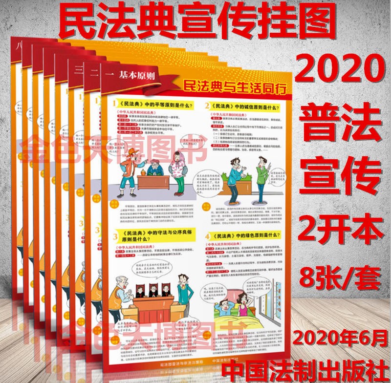 2020中华人民共和国民法典宣传挂图 8张/套 普法读物 民法典释义解读