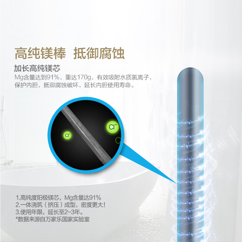 万家乐 放心浴50升2000W速热电热水器 智能自动出水断电 双重防电 杀菌保养 健康洗澡节能省电一级能效D50-S3