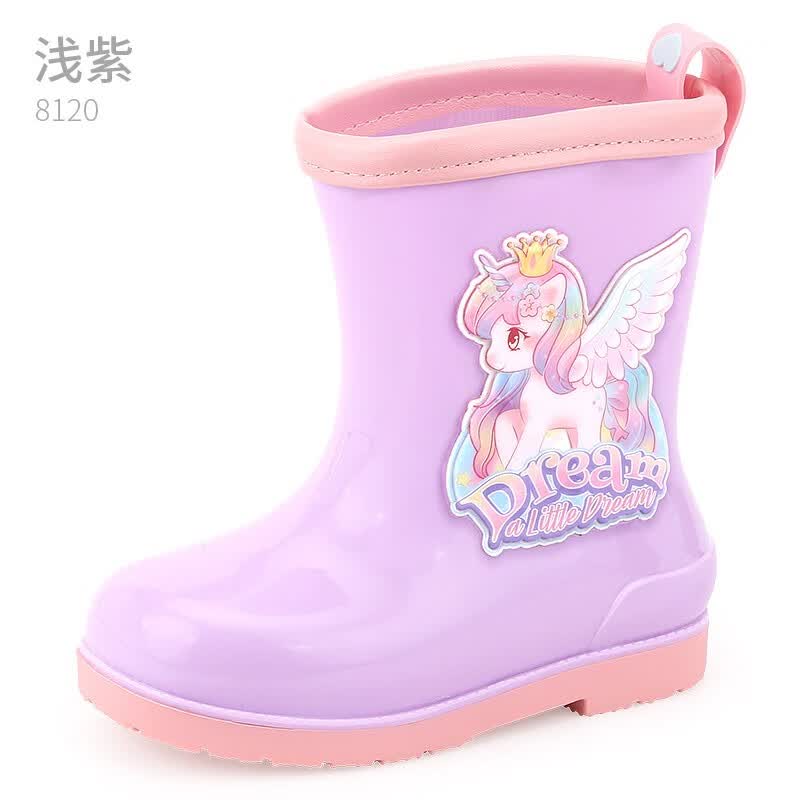 多妙屋儿童雨鞋女童四季防滑胶鞋中小童中筒水鞋小孩幼儿宝宝雨靴 浅紫 190mm使用感如何?