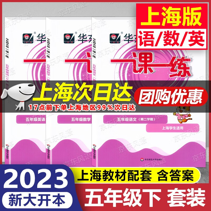 2023新版 上海华东师大版 一课一练 5年级下 语文+数学+英语 五年级第二学期 五年级下 上海专用 含答案 大开本 上海课后提高