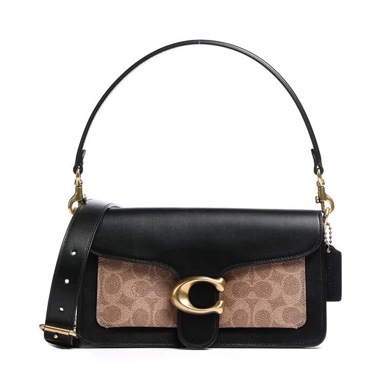 蔻驰（COACH）Tabby 26 经典C字标识老花酒神包腋下包 中号 女款黑色拼棕色老花 黑色拼棕色老花怎么看?