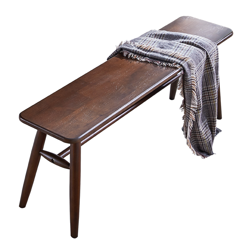 藝柳園 長(zhǎng)條凳實(shí)木凳子餐凳木板凳家用換鞋凳床尾凳簡(jiǎn)約餐凳長(zhǎng)凳飯桌凳 輕奢款【胡桃色-橡膠木】