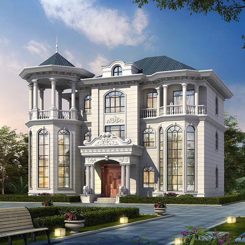 匠墅居 豪华大气别墅设计图纸三层欧式风格全套效果施工图纸带电梯