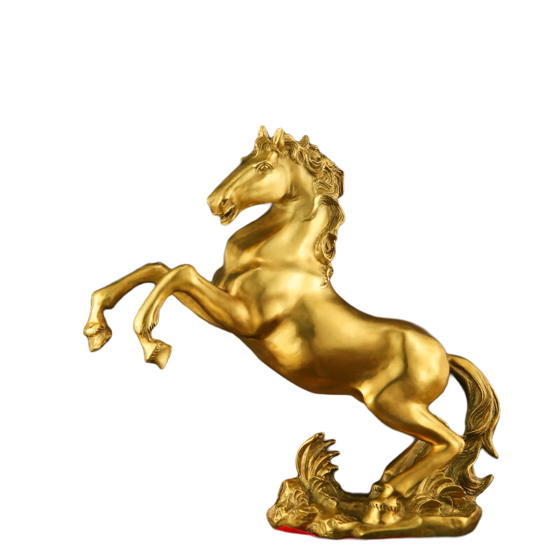 明恩馬年擺件黃銅馬到成功銅馬擺件十二生肖馬精銅一馬當(dāng)先辦公室送禮 馬到成功長約40CM 無底座