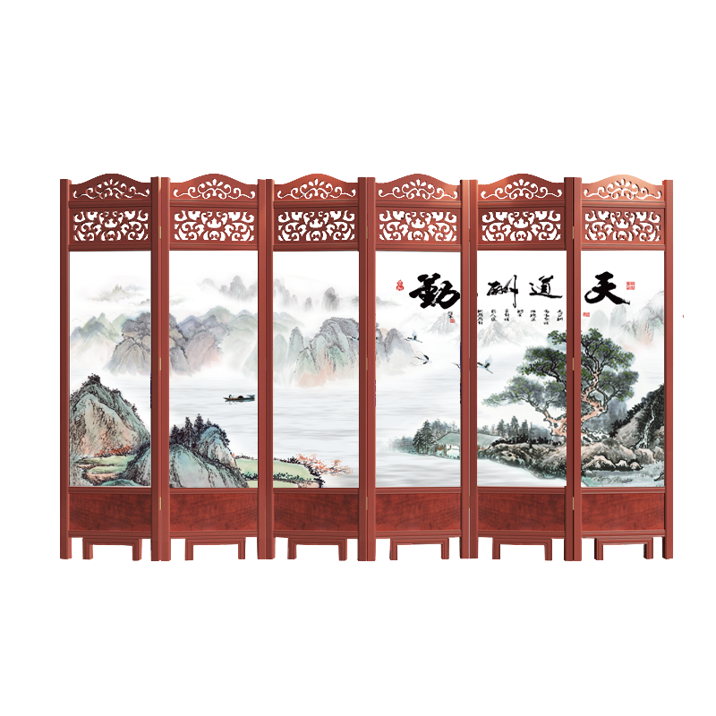 成爵 实木屏风室内隔断中式折叠可移动客厅酒店办公室卧室玄关双面 万向轮一个价格