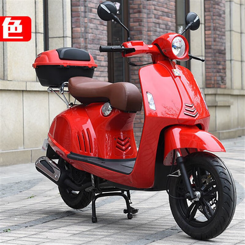 询罗马假日复古vespa摩托车踏板燃油车整车可上牌125cc国四电喷 红色