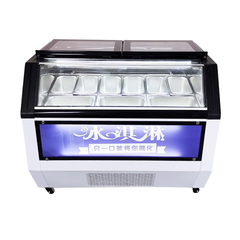 星樂源(STARLOR)冰淇淋展示柜商用風(fēng)冷冰箱厚切炒酸奶冰柜糖葫蘆冰激凌雪糕柜冰棒冷凍柜 歐式款6桶/10盒+除霧