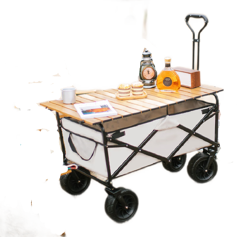 蚁伽 营地车 户外折叠野餐营地推车野营露营拉车拖车便携钓鱼买菜拉货车 8寸橡胶万向轮+桌板