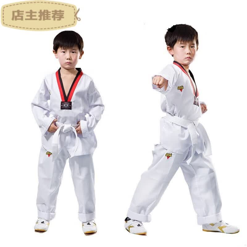 满莱台拳道服装男 台拳道衣套装春夏长袖男女款小孩跆拳道衣服初学者