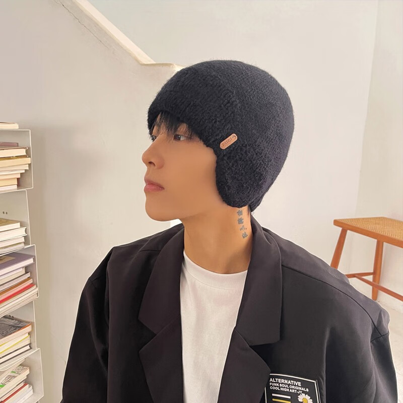 原谅色帽子男秋冬季百搭潮毛线帽针织帽保暖护耳帽套头帽包头帽冷帽