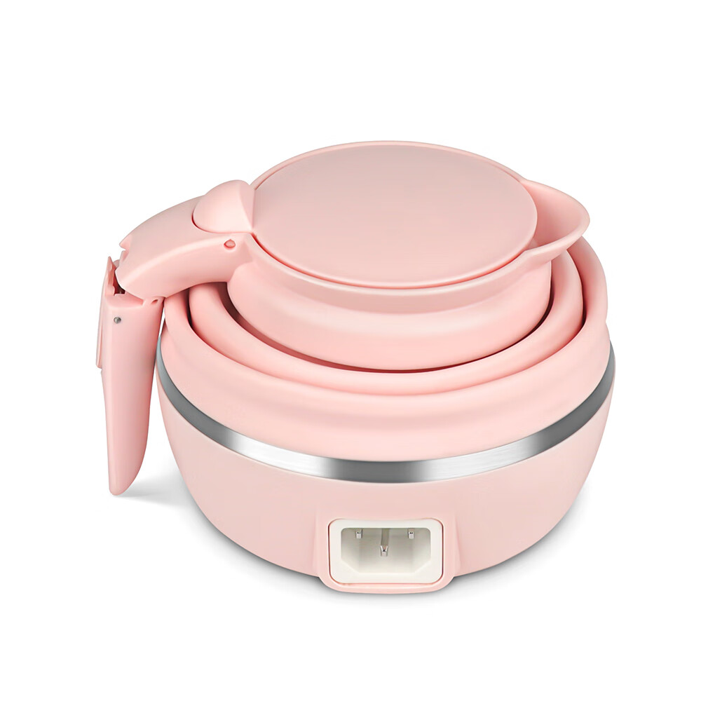 北欧欧慕便携式硅胶折叠水壶可折叠旅行出差假期 粉色 0.6L