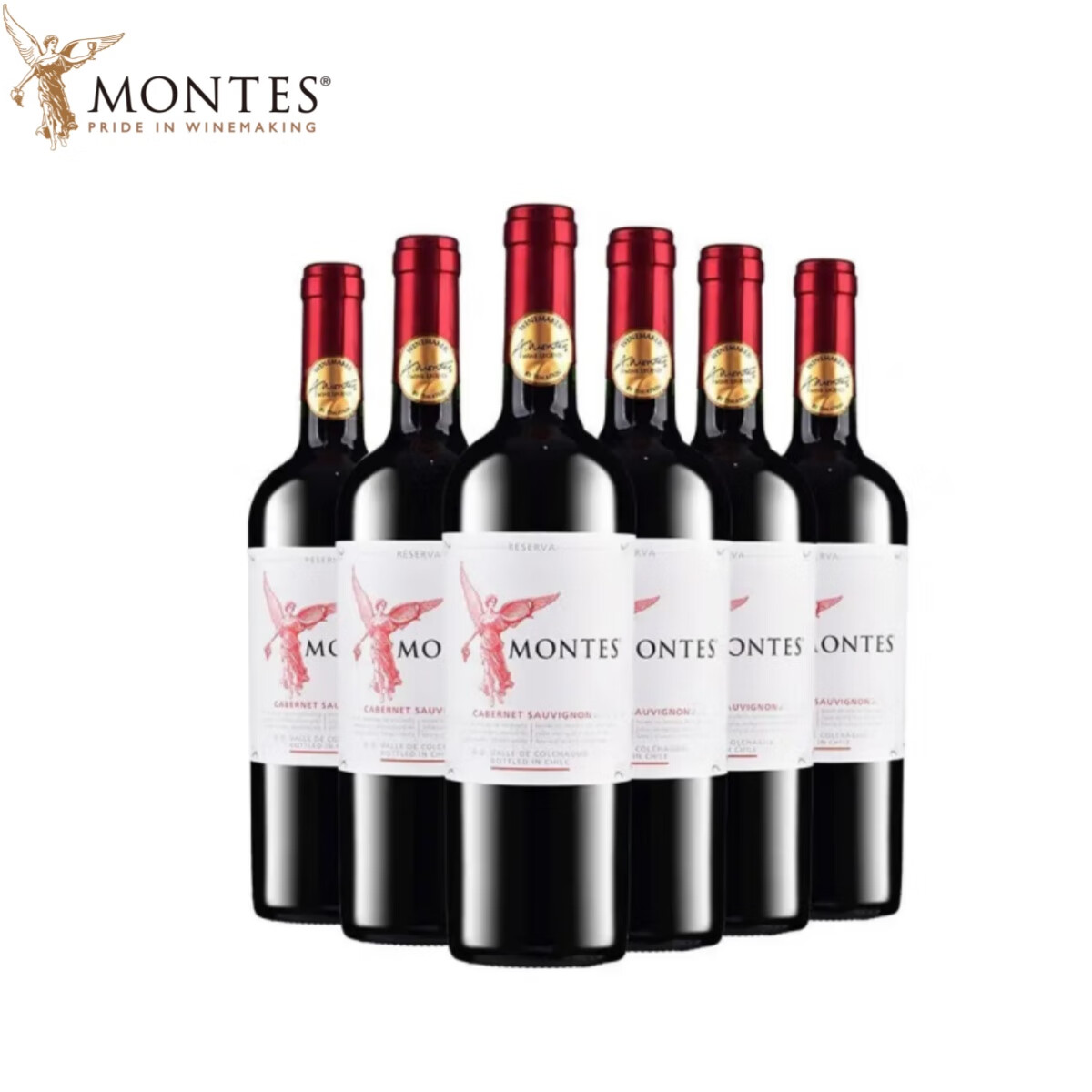 蒙特斯红天使珍藏赤霞珠干红葡萄酒智利原装原瓶进口750ml*6支装 红天使珍藏梅洛6支装