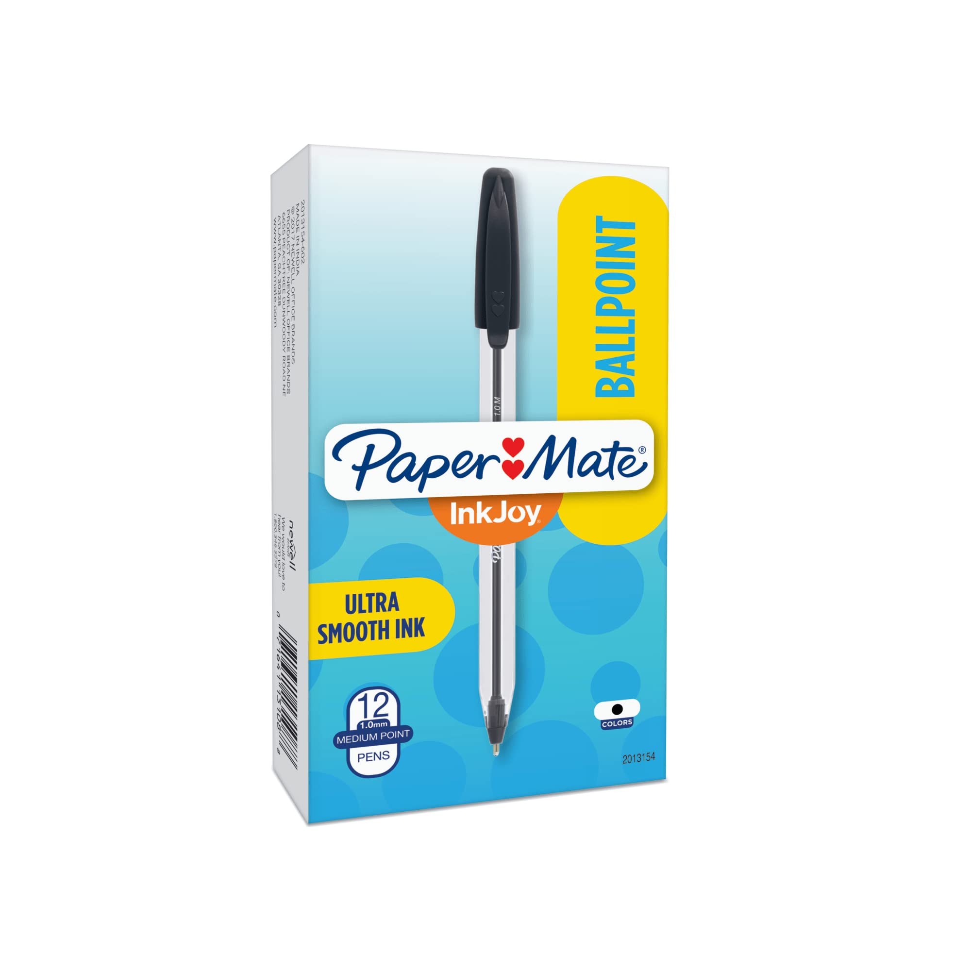 paper mate 1.0mm中性笔 黑色圆珠笔 办公学习专用 12支装