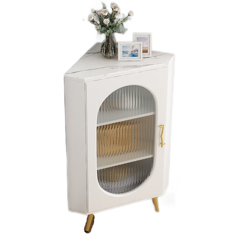 蚁伽 角柜 转角柜墙角柜三角扇形储物大容量拐角柜收纳置物架客靠墙边柜层架 宽度40*1米高 暖白色+白色岩板