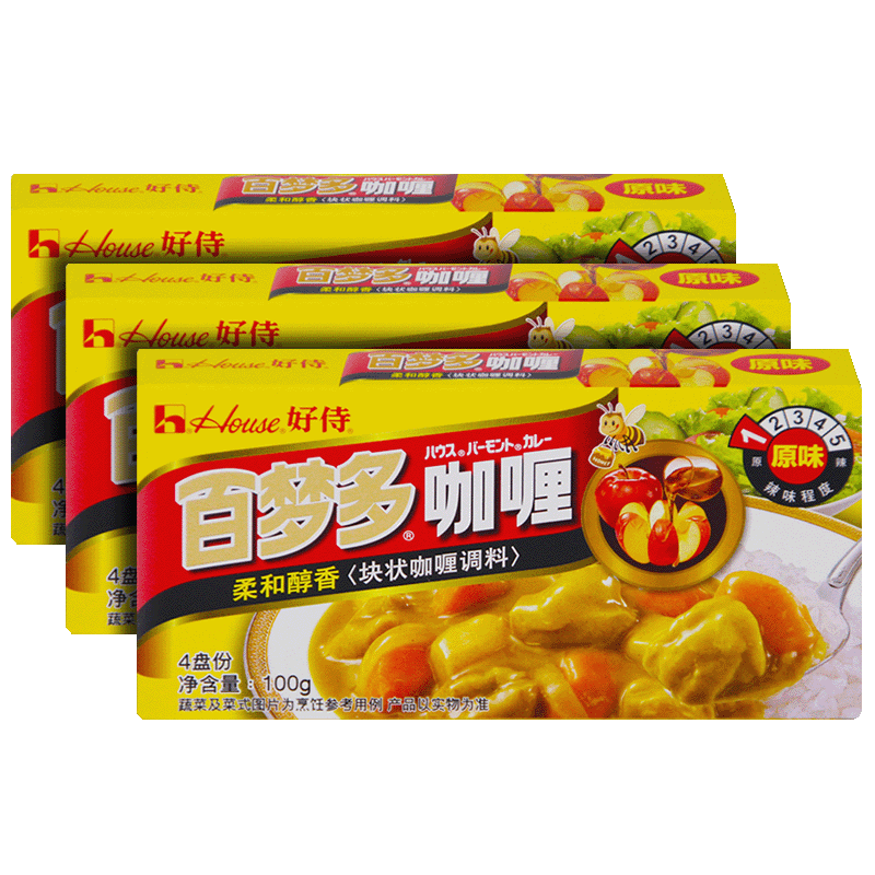 好侍百梦多咖喱块 日式速食 鸡肉咖喱饭原料 调味料 原味*3盒