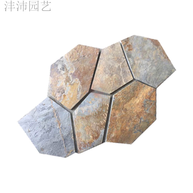 天然青石板冰裂纹地砖庭院花园别墅外墙砖碎拼不规则网贴石文化石 锈