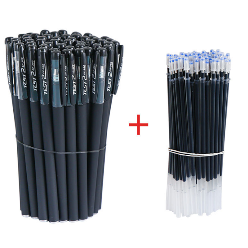 中性笔黑笔芯0.5子弹针管头可爱韩版简约文具办公考试多规格 10支笔芯+1黑笔 针管头蓝色