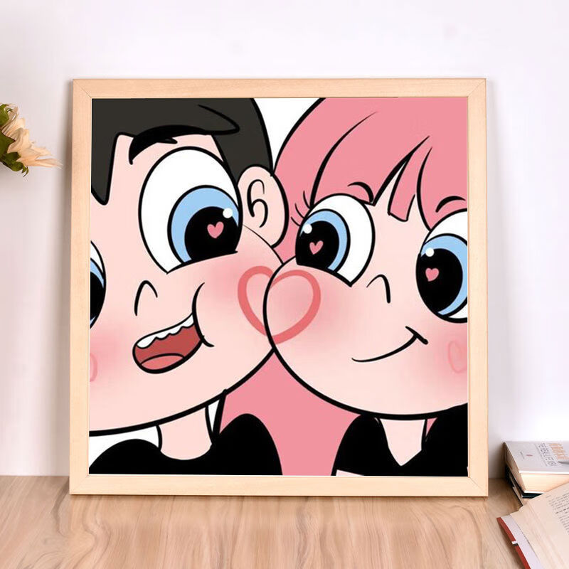 美岸(meian)数字油画diy填色手工制作简约情侣头像卡通人物油彩 q383