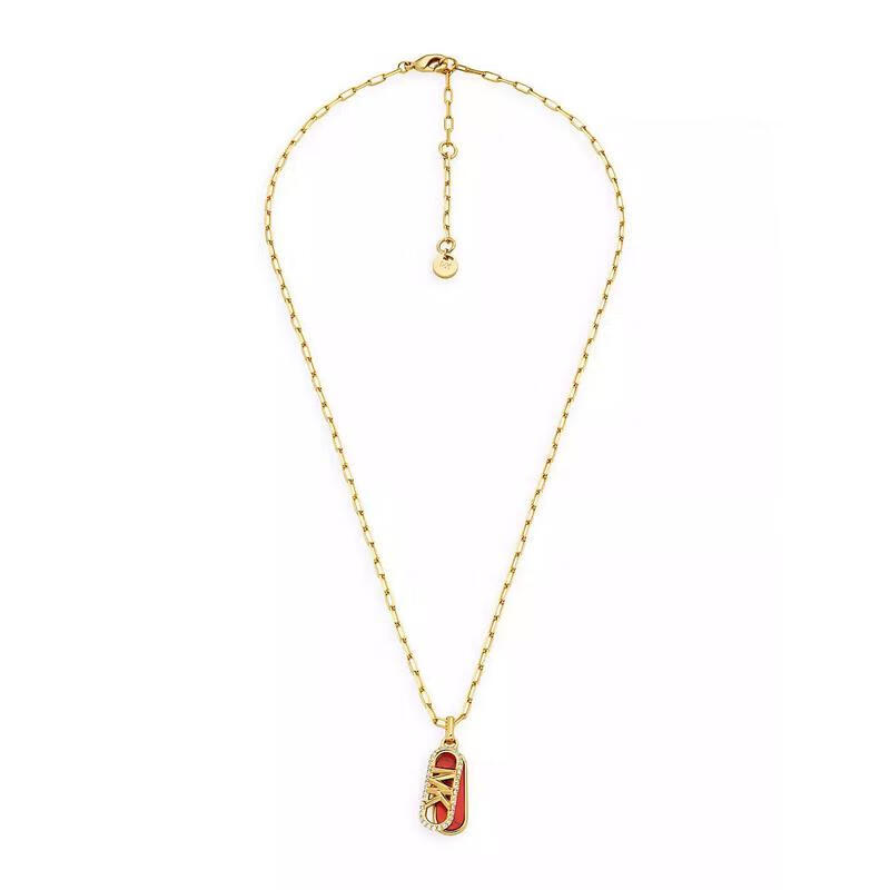 科尔斯(michael kors)女士项链 经典时尚狗牌方晶锆石吊坠 优雅精美