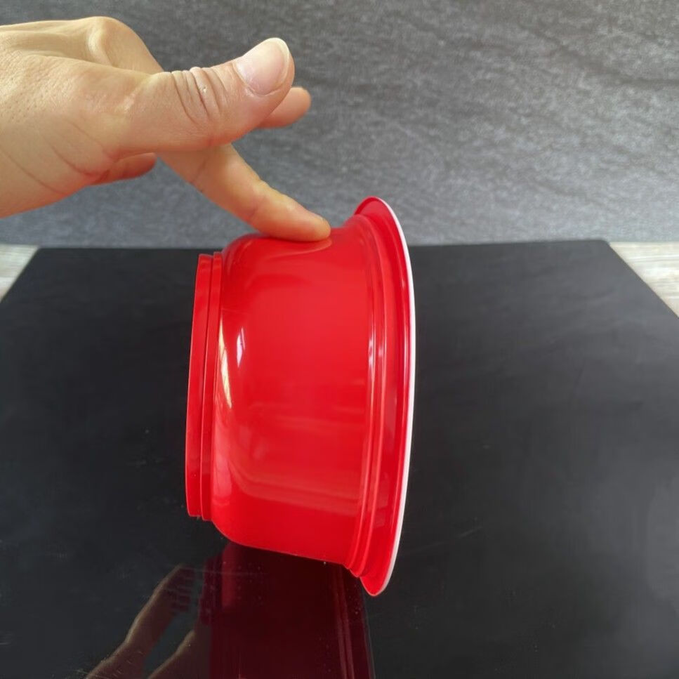 豫卫康一次性红碗红色喜庆结婚酒席家用吃饭塑料餐具硬型加厚圆形塑胶碗 500型号红白碗 20个