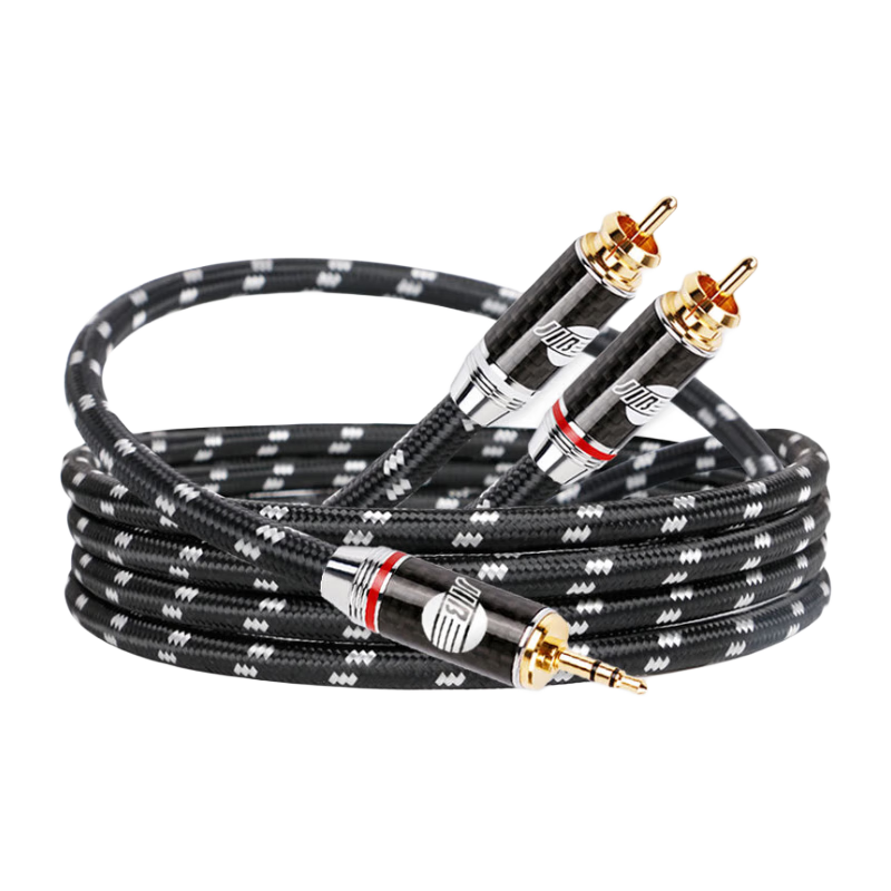 JIB 旗艦級 3.5mm轉(zhuǎn)雙蓮花音頻線一分二 2RCA轉(zhuǎn)接線 手機電腦播放器接功放有源音響線BEB-2007-1米