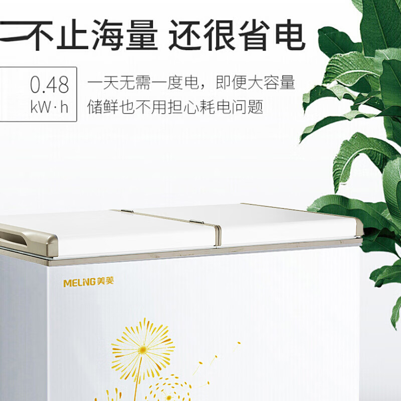 美菱(MELING)220升 家用商用冰柜 节能双温双箱冷柜 蝶形门双开门 一级能效 冷藏冷冻卧式冰箱 BCD-220AT