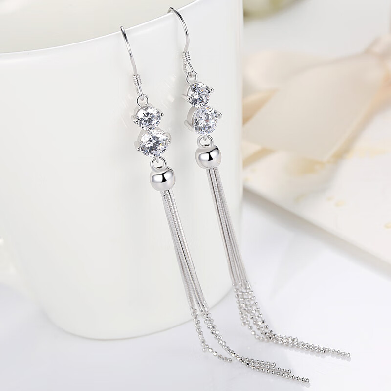 2020新款潮韩国气质长款耳坠时尚网红名媛瘦脸耳饰 zeh909玲珑白一对