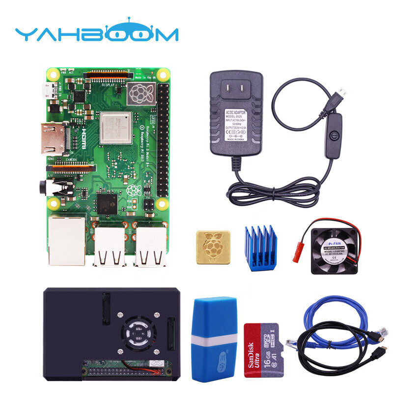 亚博智能（YahBoom） 树莓派3代B+型Raspberry Pi 3b+/3b开发板Python 基础套餐 树莓派3B+