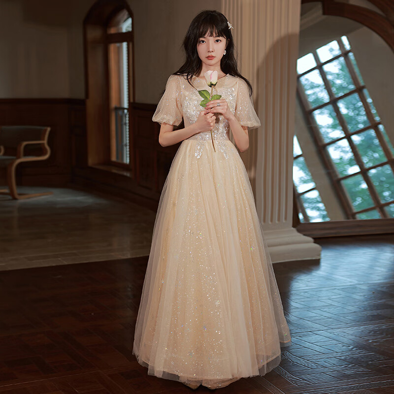 歌珀尼中学生独唱演出服艺考礼服音乐生女仙气晚声乐宴会主持人连衣裙