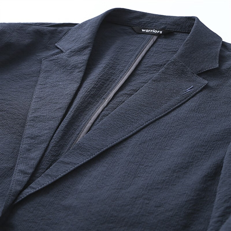 春夏轻薄西装高端高弹休闲时尚潮牌抗皱西服男 黑色全棉针织布内里