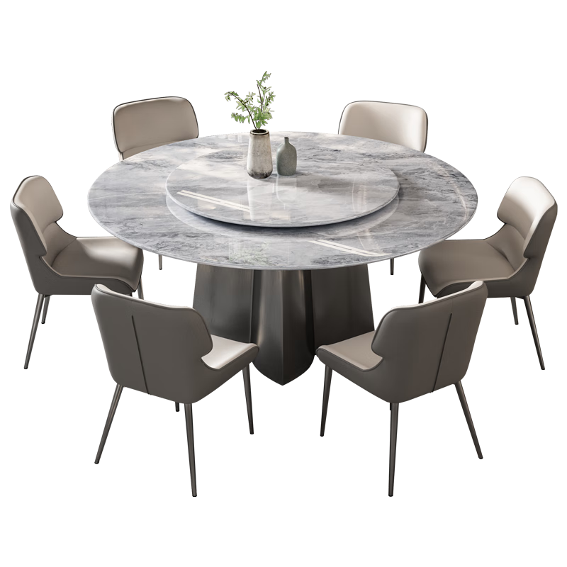 簡第超晶石餐桌帶轉(zhuǎn)盤現(xiàn)代輕奢彩晶石不銹鋼大理石巖板圓桌餐桌椅組合 1.35米微晶石餐桌(帶轉(zhuǎn)盤) 單餐桌