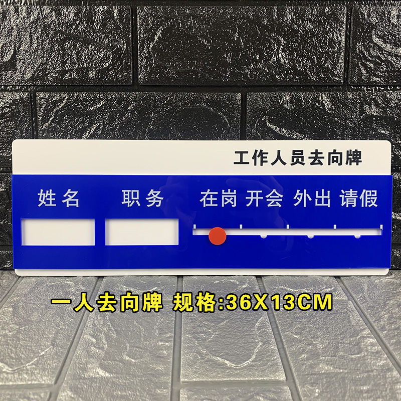 晨林之歌人员去向牌告知牌亚克力岗位职责牌员工工作状态标识牌公示牌