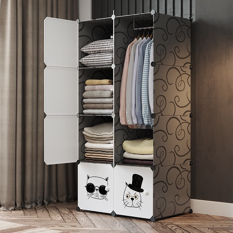 龙易鹿简易衣柜塑料组装折叠出租房柜子大容量收纳衣橱学生宿舍简约挂