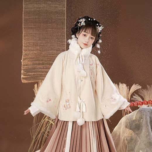 yang七婉居原创【卡布奇诺】汉服女短比甲明制加厚毛呢方领半袖秋冬款