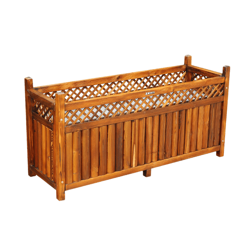 晶琳新中式防腐木花箱戶外碳化木長方形實木花盆庭院特大號中號種植箱 新中式常規(guī)碳化款 長60*寬30*高50cm